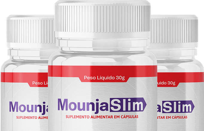 3 Potes do suplemento MounjaSlim, produto natural em cápsulas para emagrecimento saudável.